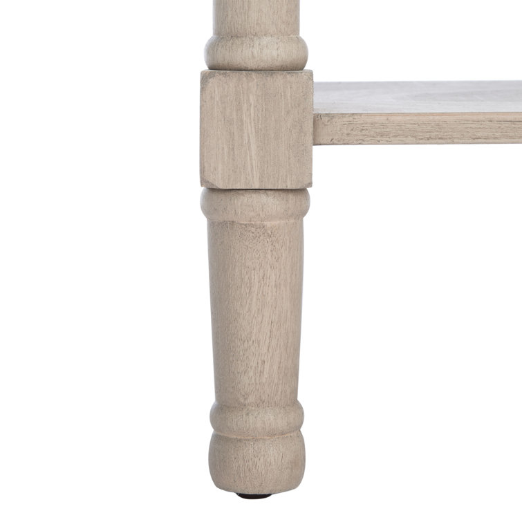 Josie Elegantly Carved Greige Wood & Metal 40'' Console Table with Storage