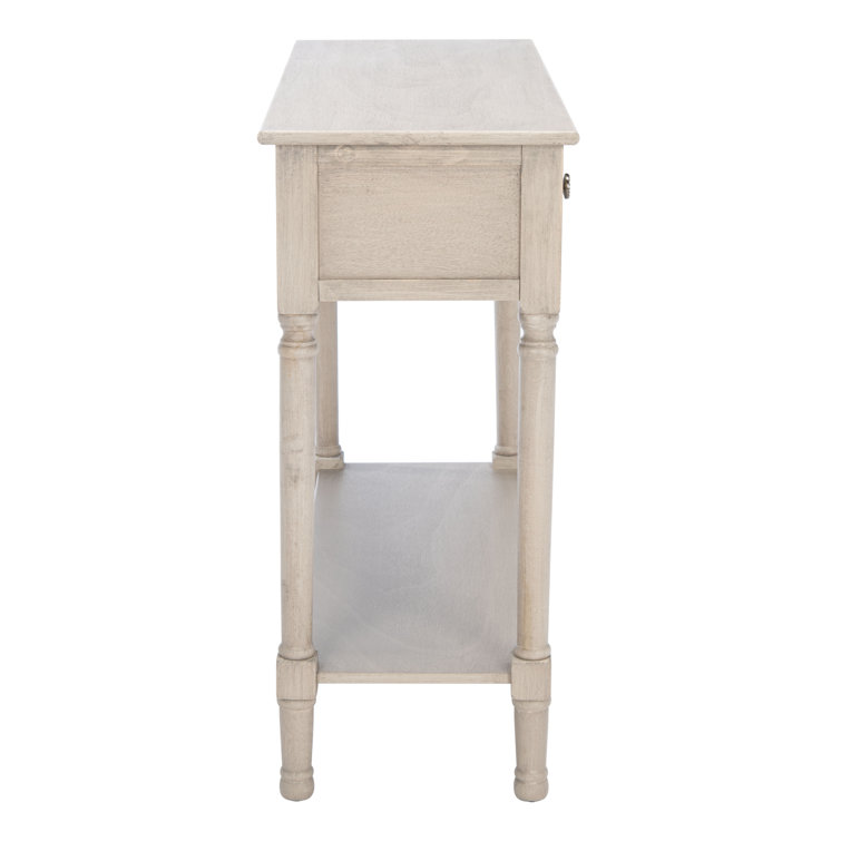 Josie Elegantly Carved Greige Wood & Metal 40'' Console Table with Storage
