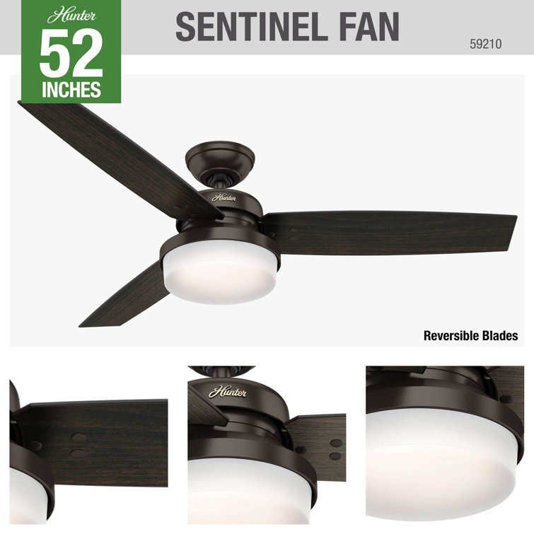 52" Bronze Ceiling Fan with LED Light and Remote