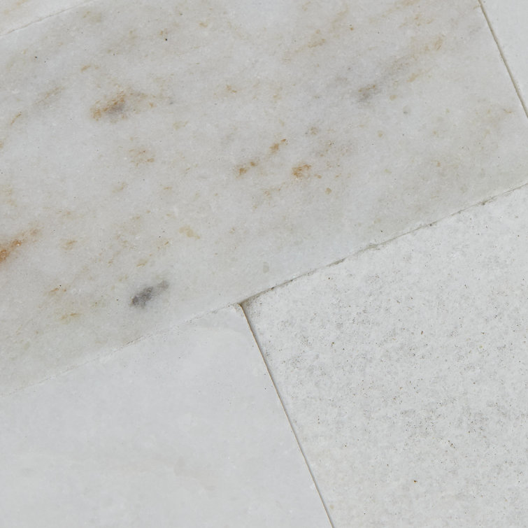 Daphne White 11x12 Marble Herringbone Mosaic Tile