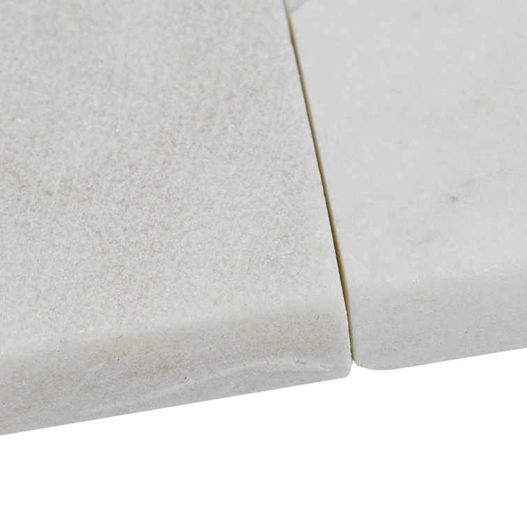 Daphne White 11x12 Marble Herringbone Mosaic Tile