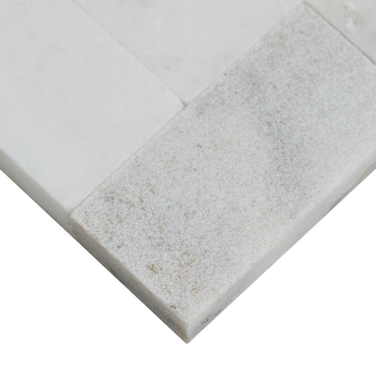Daphne White 11x12 Marble Herringbone Mosaic Tile