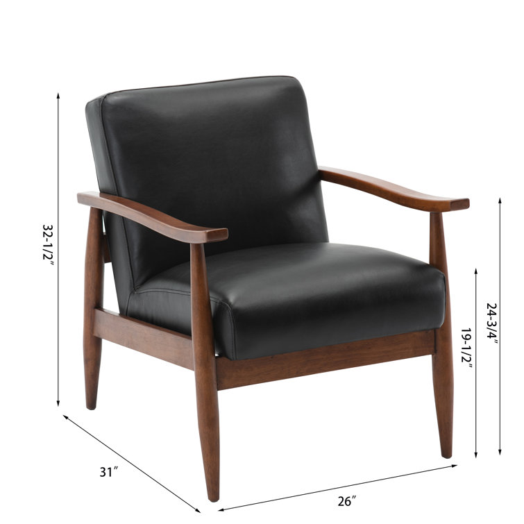Austin Black Faux Leather Mid-Century Modern Accent Chair