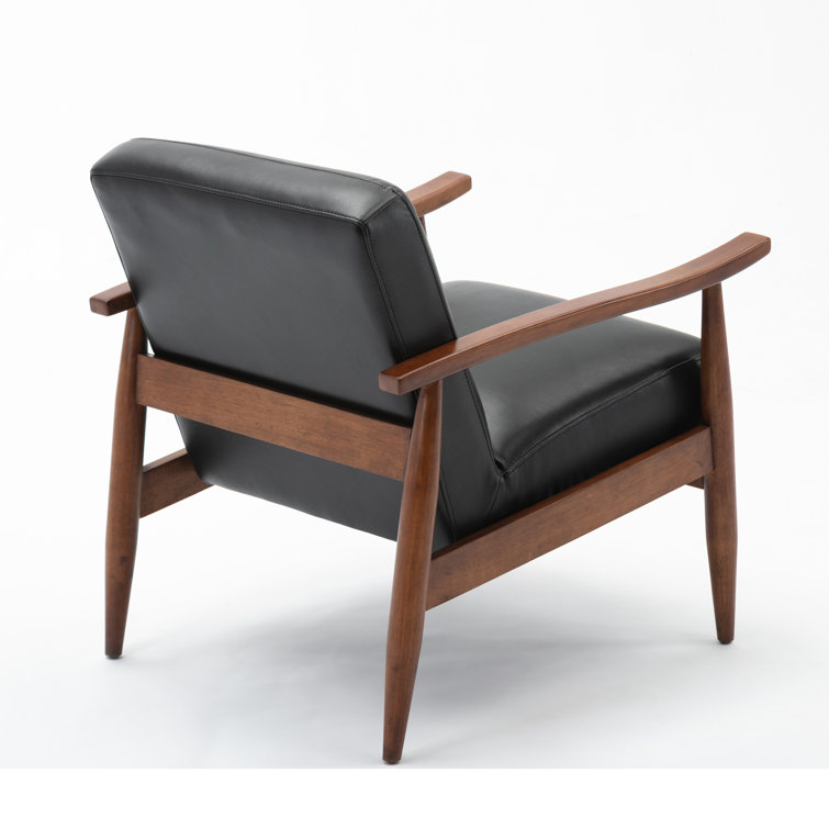 Austin Black Faux Leather Mid-Century Modern Accent Chair