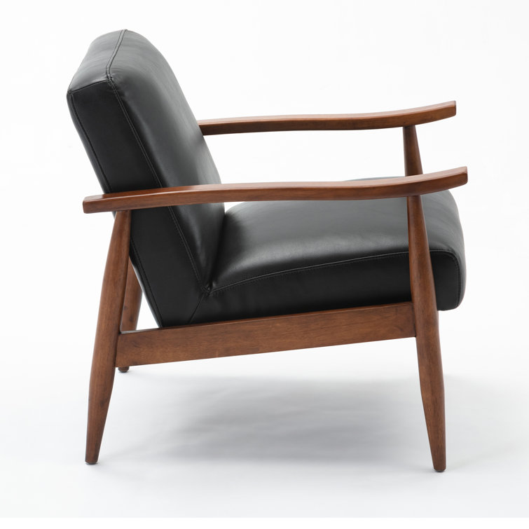 Austin Black Faux Leather Mid-Century Modern Accent Chair
