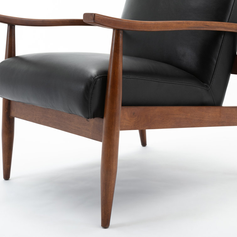 Austin Black Faux Leather Mid-Century Modern Accent Chair