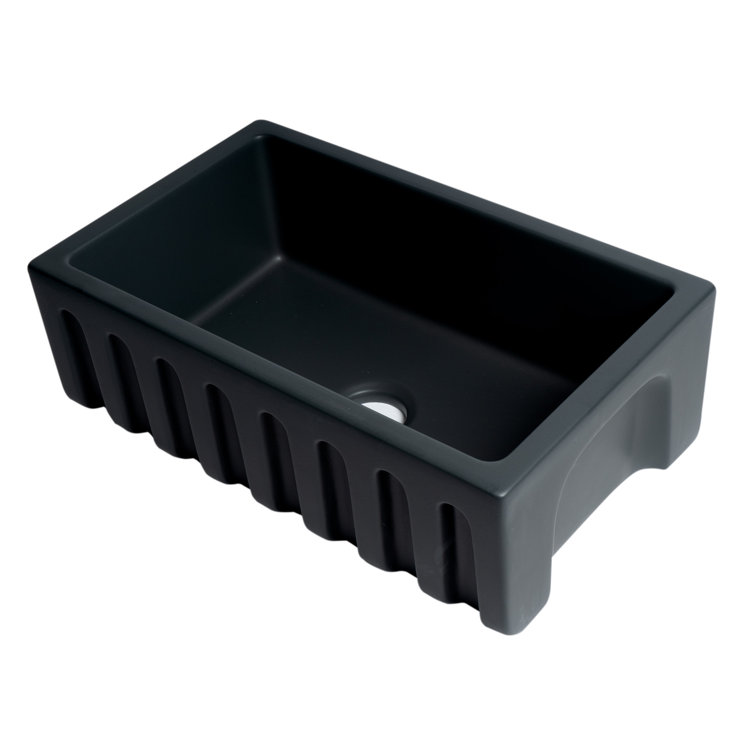 30" Black Matte Fireclay Farmhouse Single Bowl Kitchen Sink
