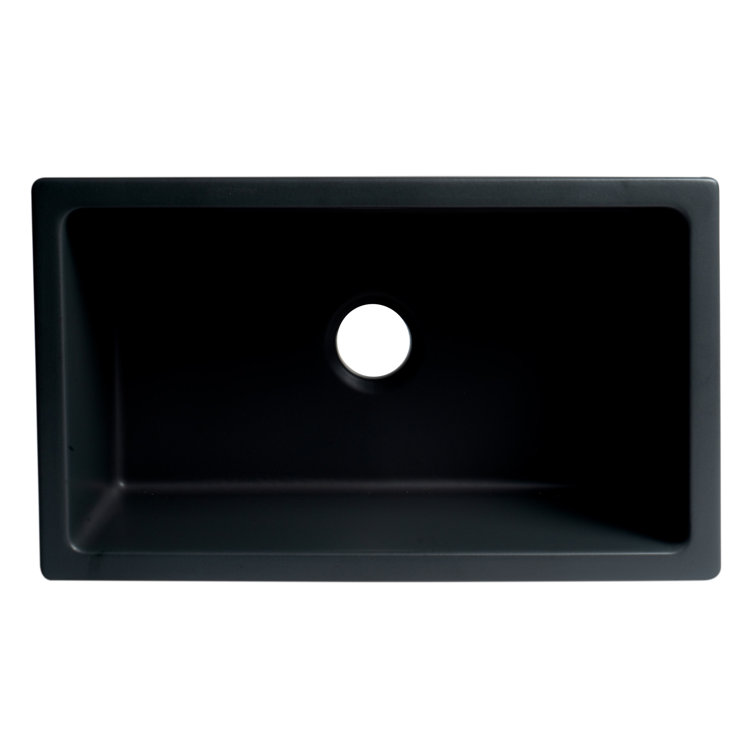 30" Black Matte Fireclay Farmhouse Single Bowl Kitchen Sink