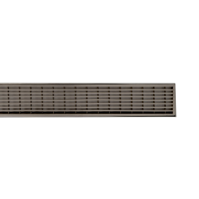 59" Brushed Stainless Steel Linear Shower Drain with Groove Lines