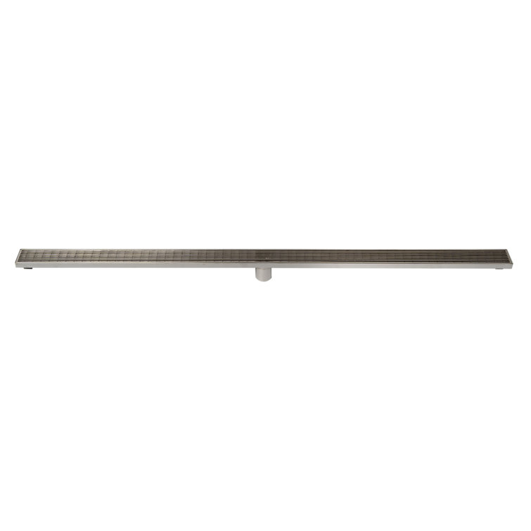 59" Brushed Stainless Steel Linear Shower Drain with Groove Lines