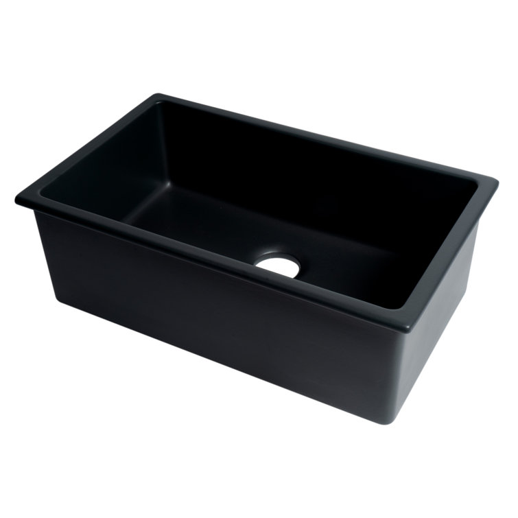 30'' Black Matte Fireclay Single Bowl Drop-In Kitchen Sink