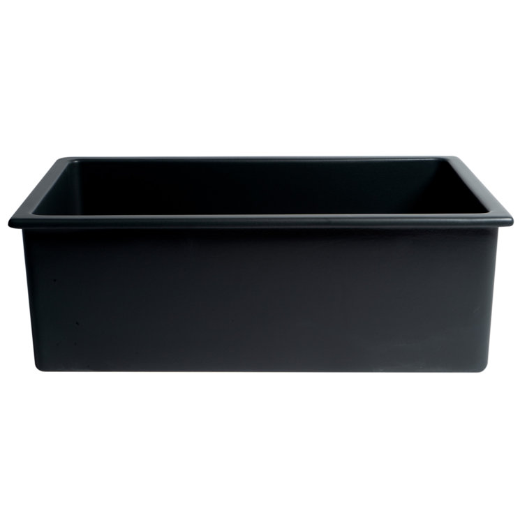 30'' Black Matte Fireclay Single Bowl Drop-In Kitchen Sink
