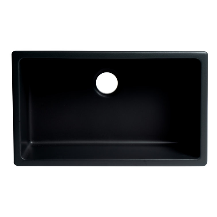 30'' Black Matte Fireclay Single Bowl Drop-In Kitchen Sink