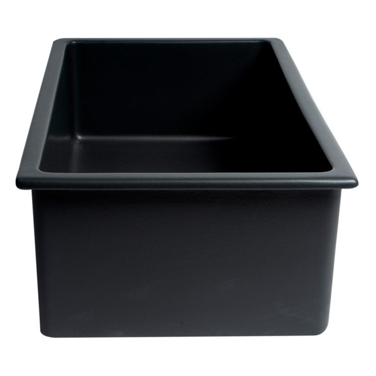 30'' Black Matte Fireclay Single Bowl Drop-In Kitchen Sink