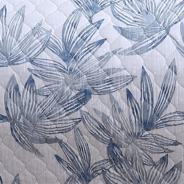 Kayo Breezy Blue Cotton Twin Quilt Set with Reversible Design