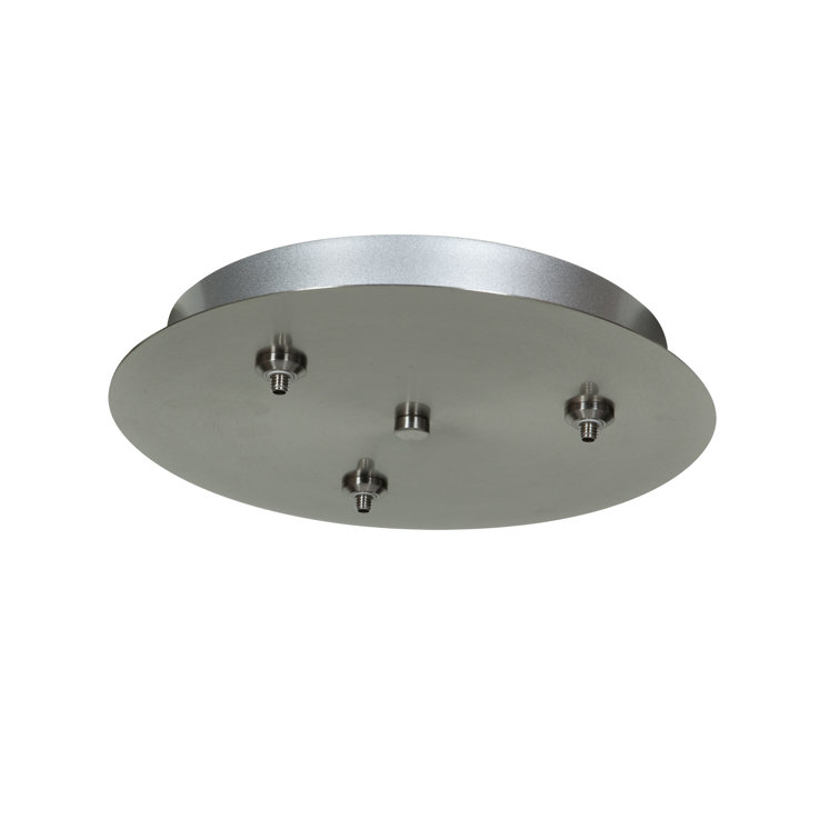 Brushed Steel 12" Round LED 3-Port Pendant Canopy