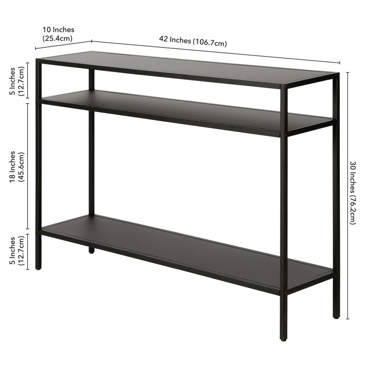 Blackened Bronze Steel Console Table with Shelves