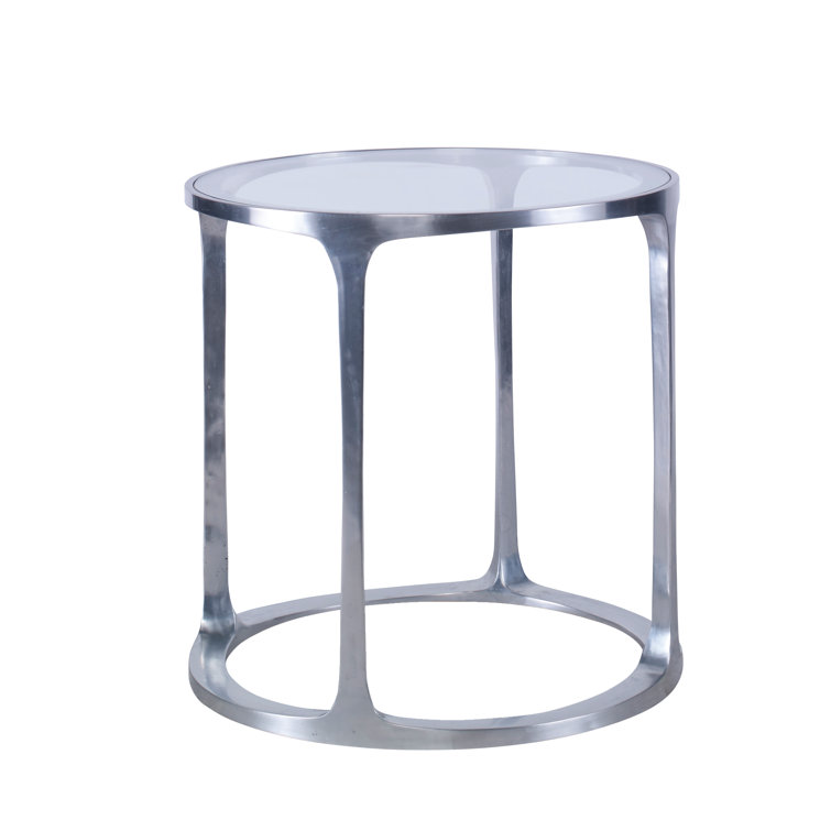 Aria Round Metal and Glass End Table