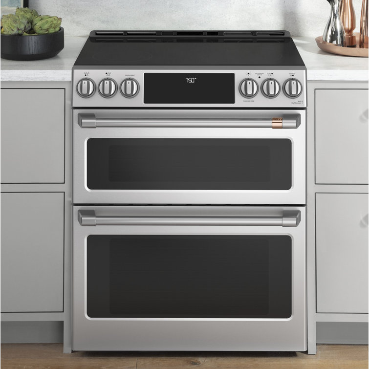 Matte White Smart Double-Oven Electric Range with Convection
