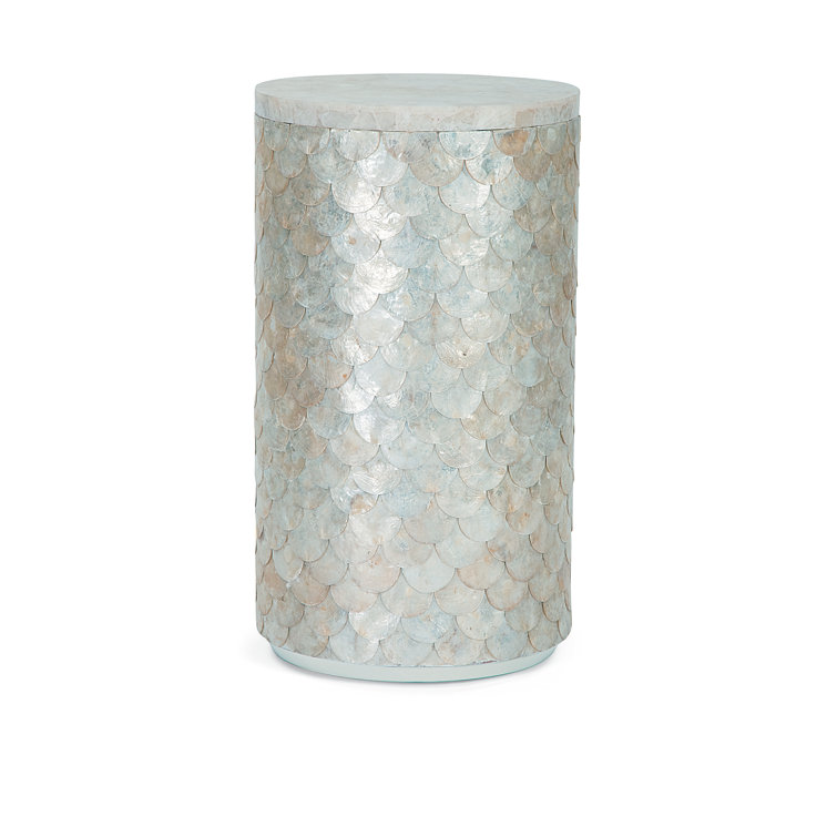 Capiz Shell Drum Accent Table with Crystal Stone Top