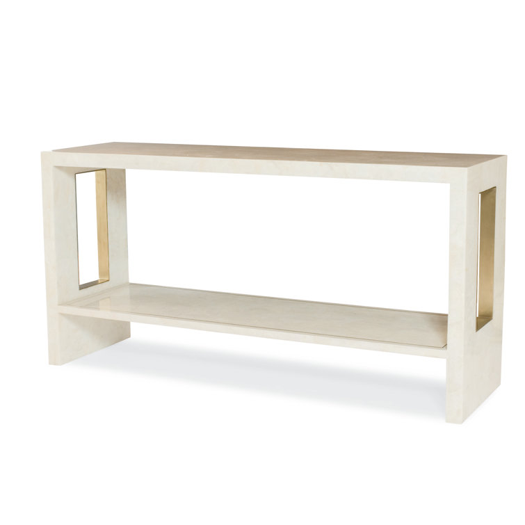 Grand Tour 71.75" Brass Console Table with Crystal Stone Top