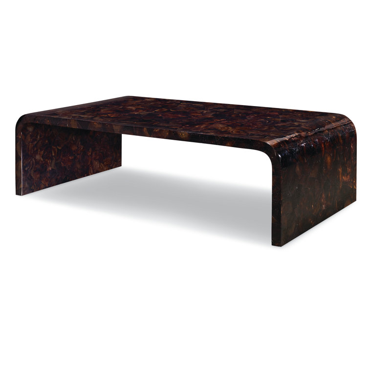 Classic Waterfall Form Polished Wood Coffee Table