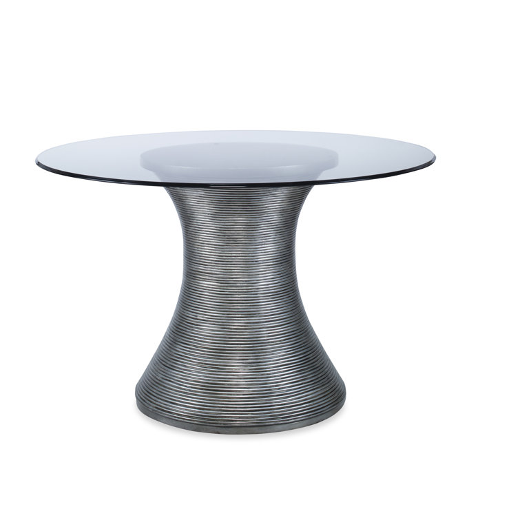 Round Glass and Metal Dining Table Base