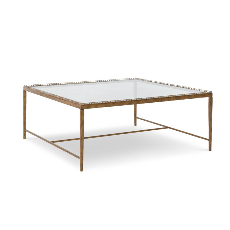 Logan Square Gold Leaf Metal and Glass Cocktail Table