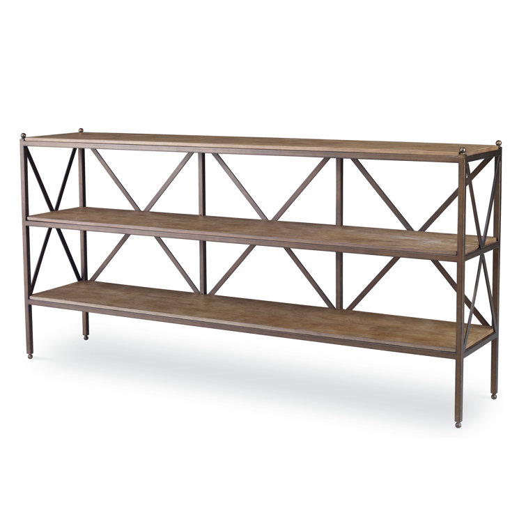 Desert Finish Wood and Metal Console Table with Storage