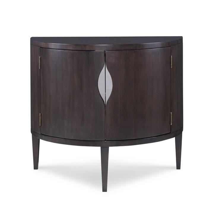 Aria Dark Brown Solid Wood Half Circle Accent Cabinet