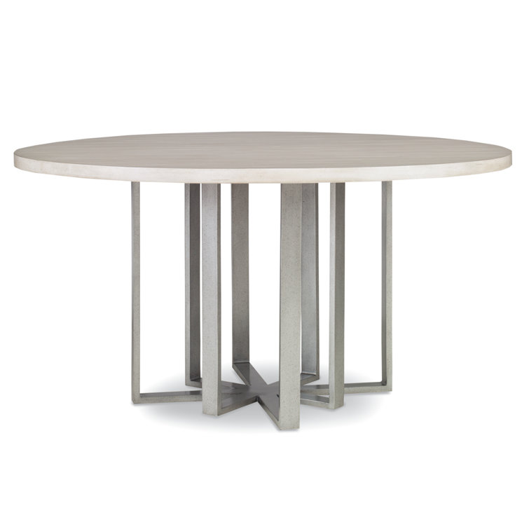Peninsula Round Mahogany and Pewter Dining Table for Six