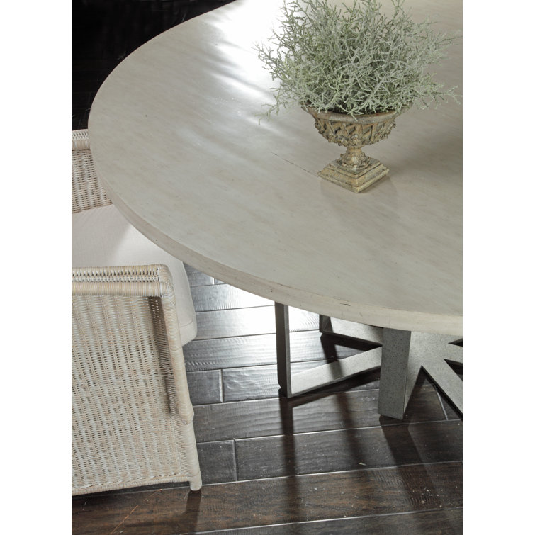 Peninsula Round Mahogany and Pewter Dining Table for Six