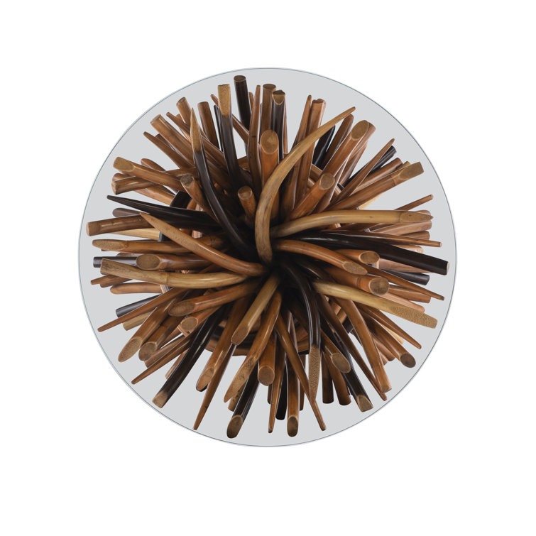 Natural Rattan and Glass Square End Table