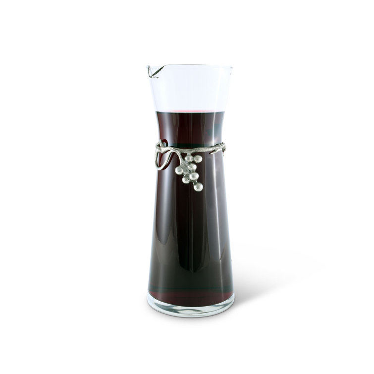 Elegant Vineyard Pewter-Embellished Wine Carafe