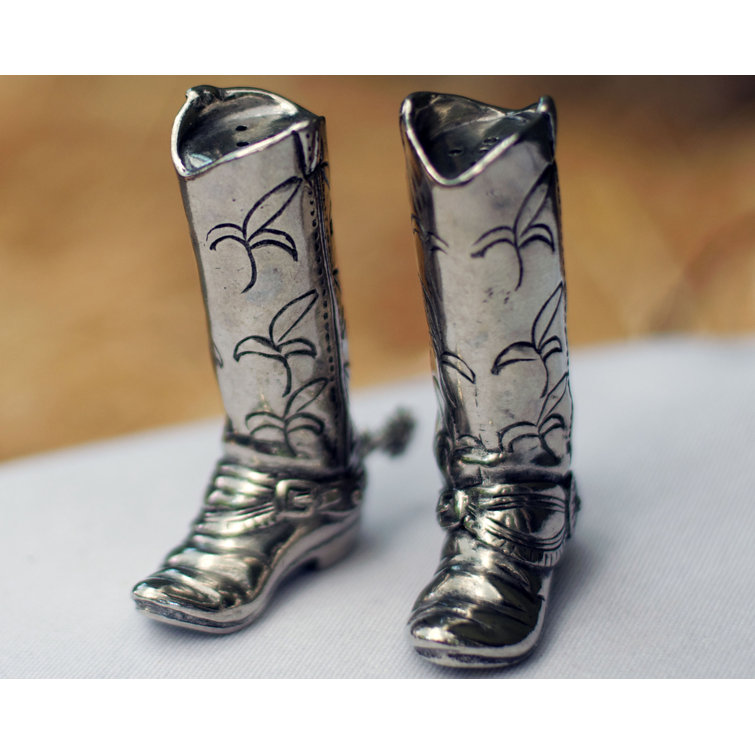Pewter Cowboy Boot Salt and Pepper Shaker Set