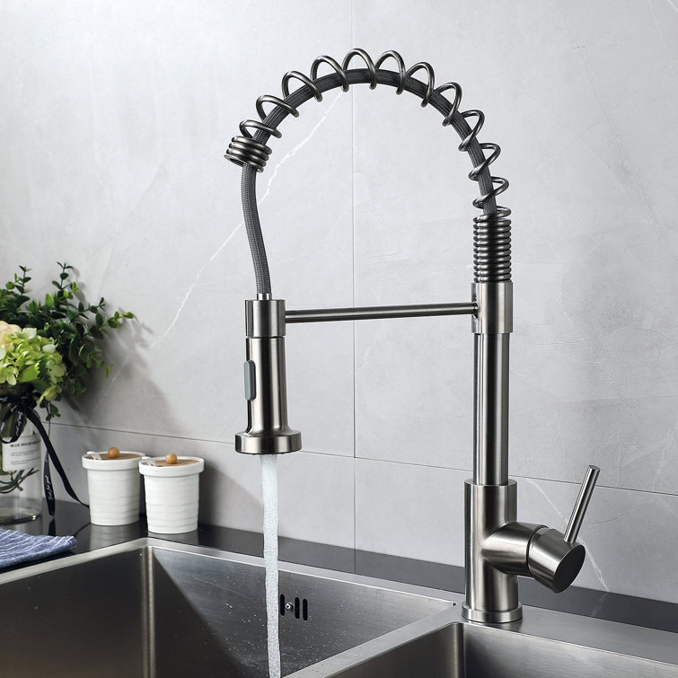 Brushed Nickel Single Handle Pull Down Kitchen Faucet
