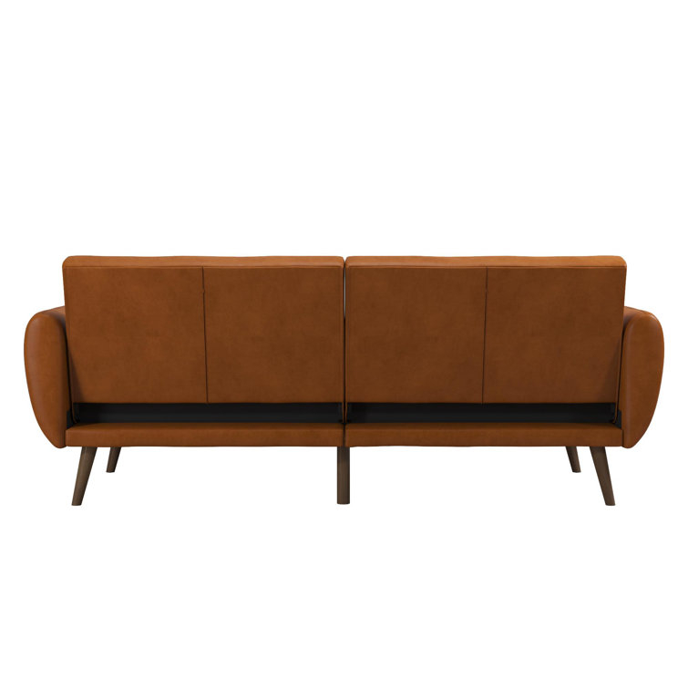 Brittany Camel Faux Leather Convertible Sleeper Sofa