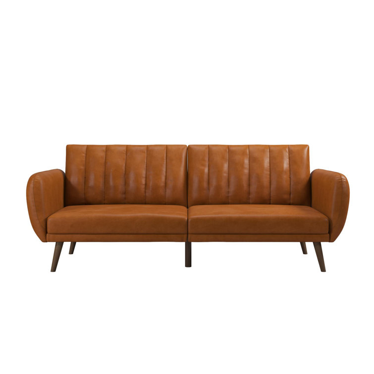Brittany Camel Faux Leather Convertible Sleeper Sofa