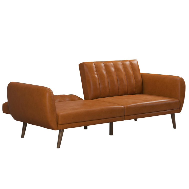 Brittany Camel Faux Leather Convertible Sleeper Sofa