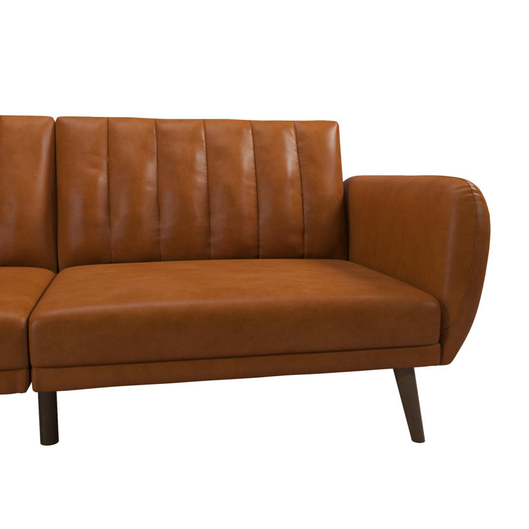 Brittany Camel Faux Leather Convertible Sleeper Sofa