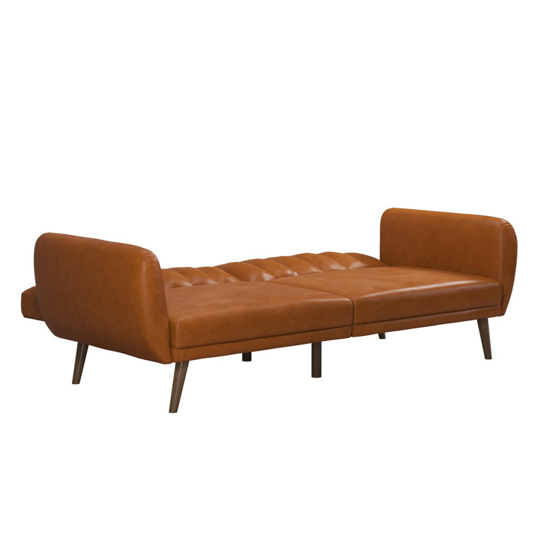 Brittany Camel Faux Leather Convertible Sleeper Sofa