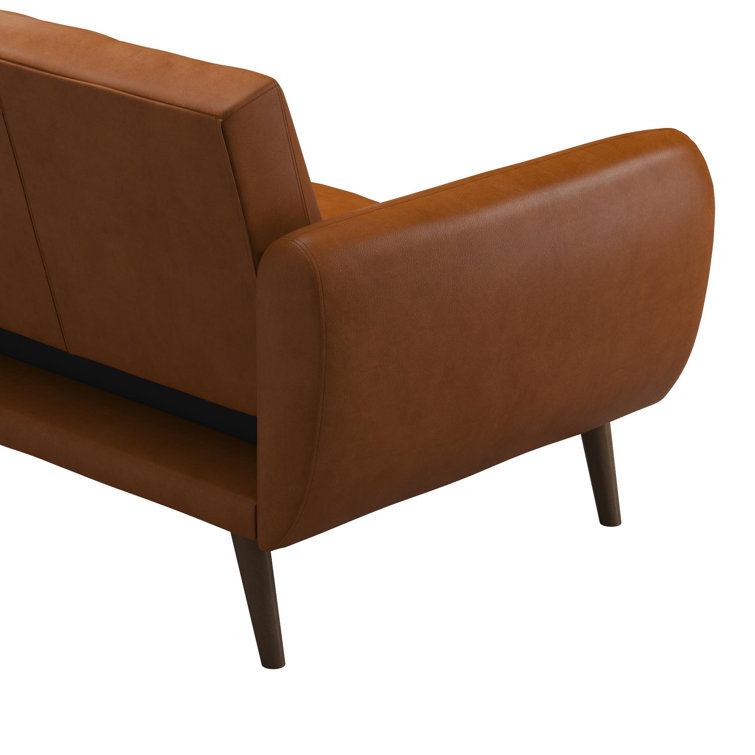 Brittany Camel Faux Leather Convertible Sleeper Sofa