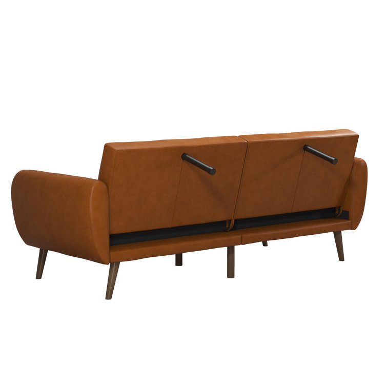 Brittany Camel Faux Leather Convertible Sleeper Sofa