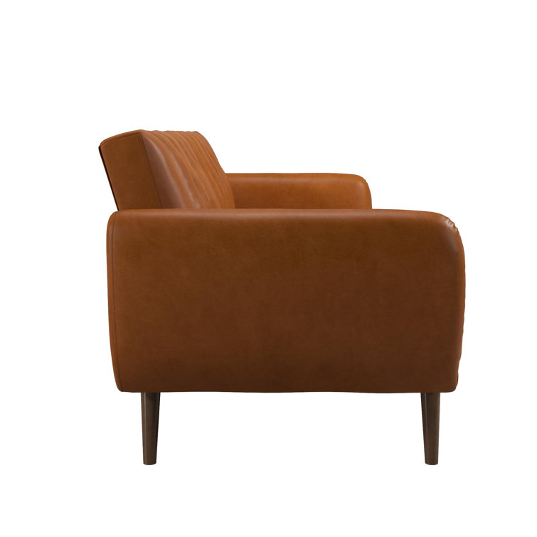 Brittany Camel Faux Leather Convertible Sleeper Sofa
