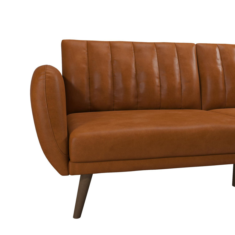 Brittany Camel Faux Leather Convertible Sleeper Sofa