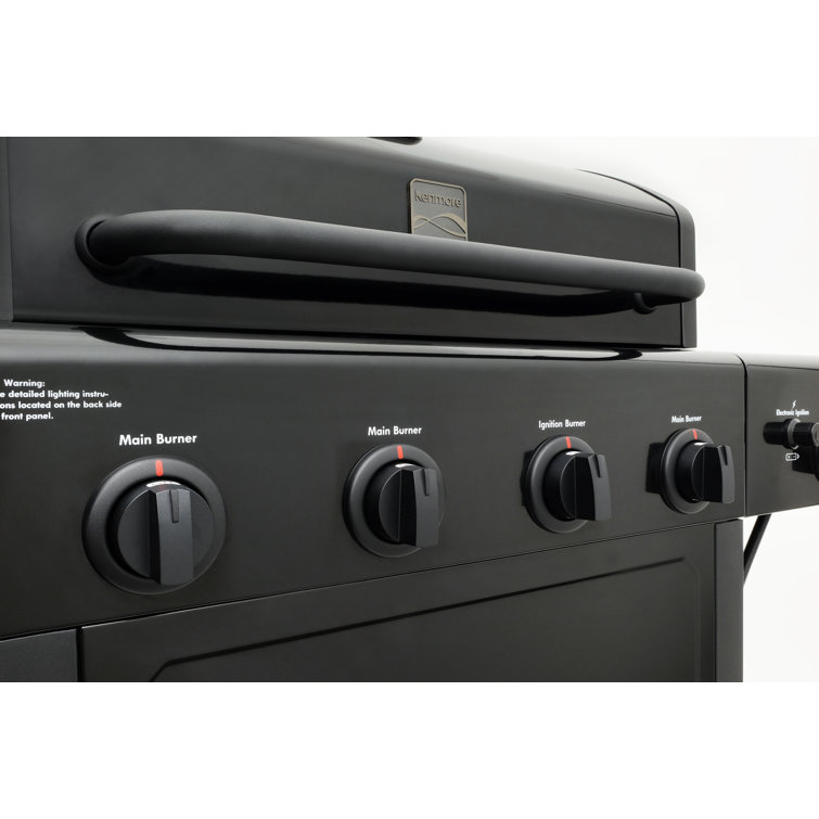 Kenmore Black 4-Burner Propane Gas Grill with Side Burner