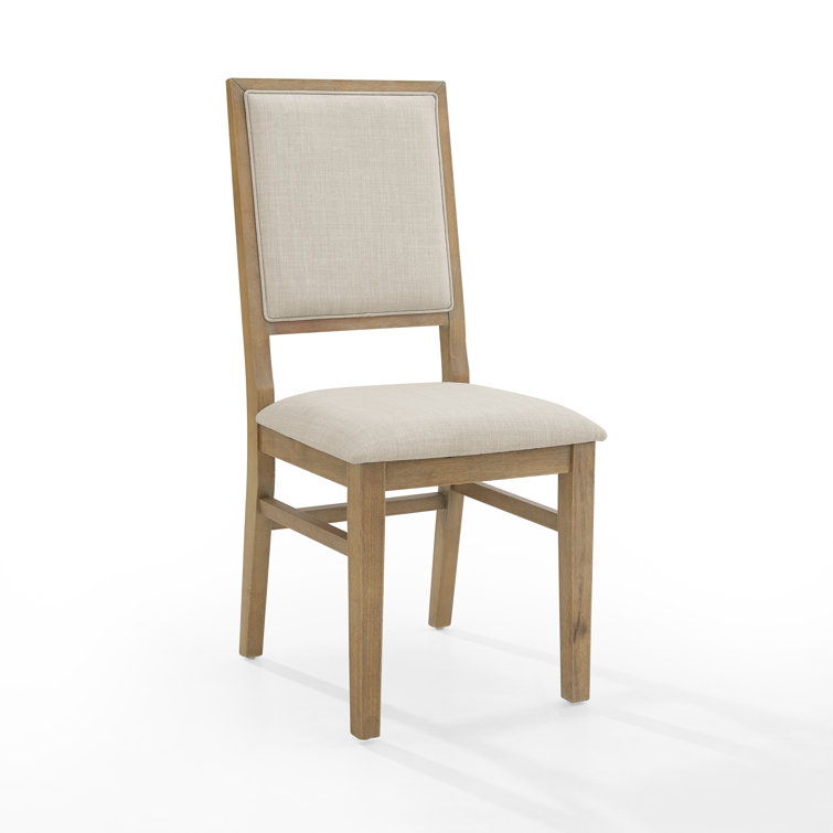 Rustic Brown Linen Upholstered High Back Side Chair Set