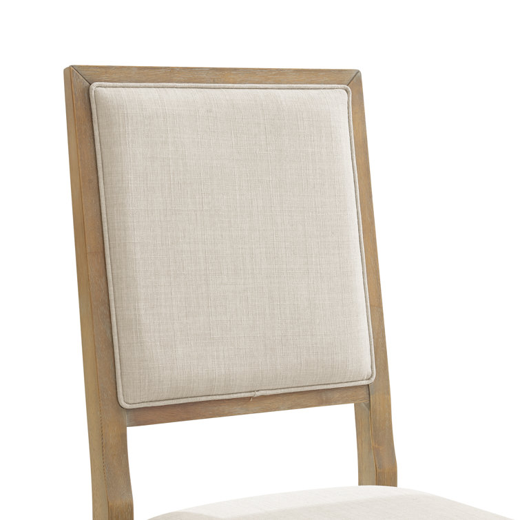 Rustic Brown Linen Upholstered High Back Side Chair Set