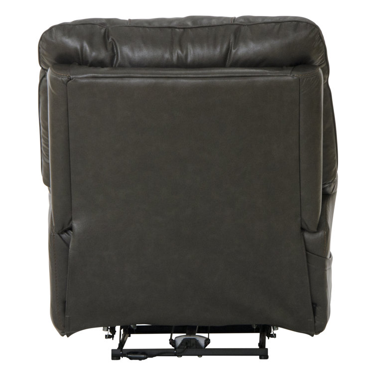 Naples Gray Genuine Leather Power Recliner with Steel Frame