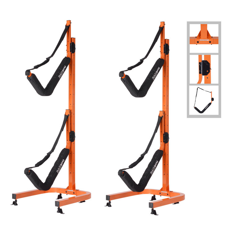 Orange Iron Dual Kayak Storage Rack with Padded Arms